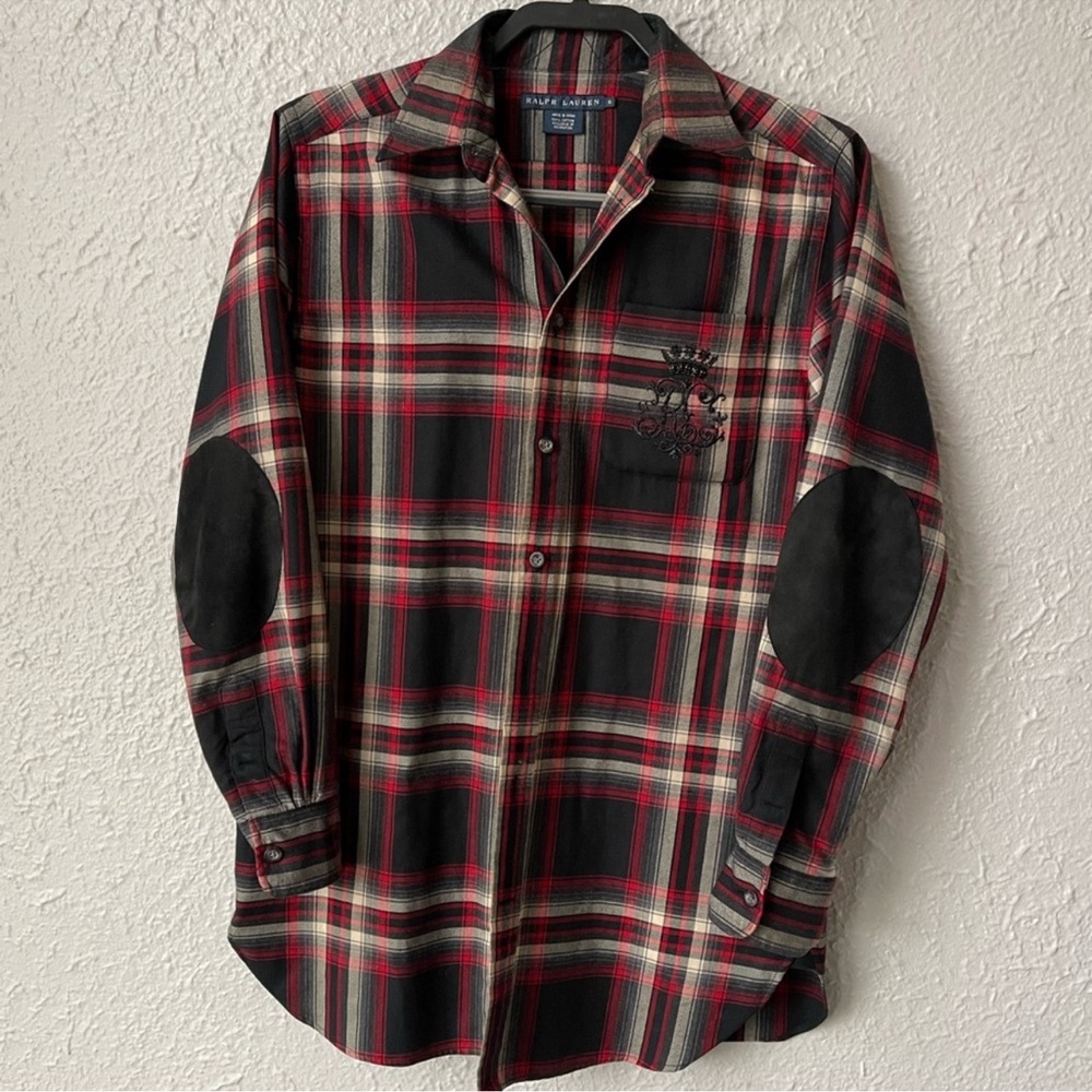 Ralph Lauren Plaid Shirt with Suede Elbow Patches